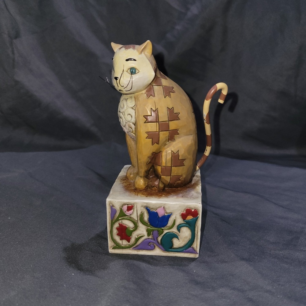Heartwood Creek Jim Shore Jasper Cat Figurine on pedestal 2003 Enesco CC
